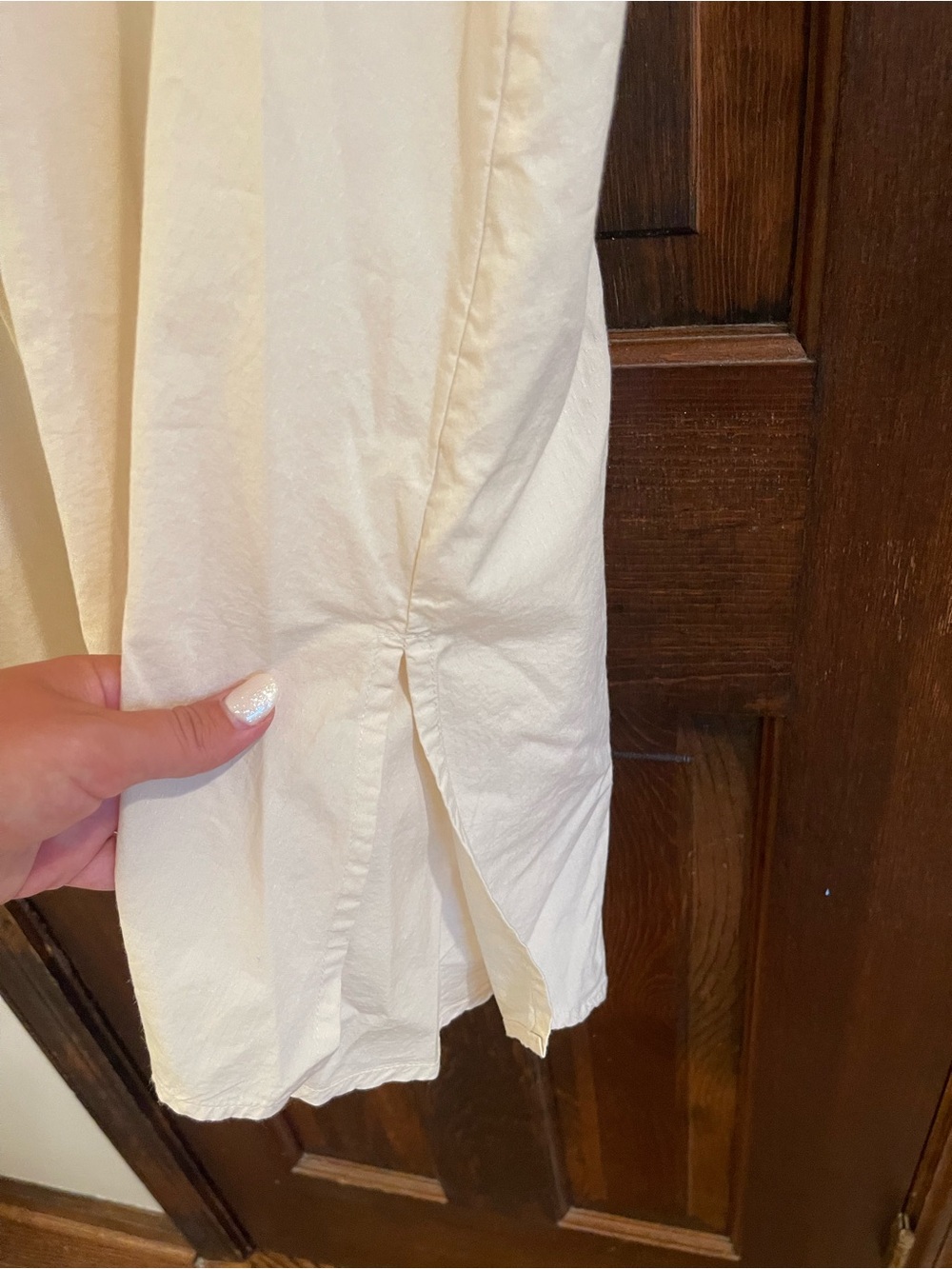 Anthropologie Maeve Cream Cotton Poplin Sleeveless V-Neck Swing Blouse Sz L - Picture 5 of 7